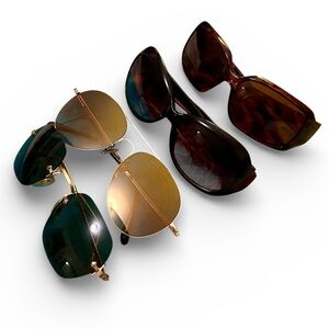 Vintage 90s Womens Sunglasses 4 Pack Black Tortoiseshell Purple Gold Silver Fun